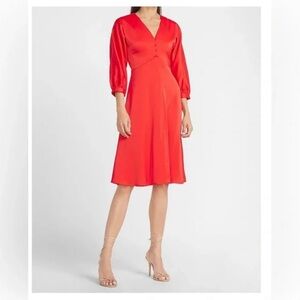 Express X Lady Gang Vibrant Red Midi Dress